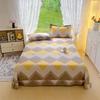 3Pcs Simple Geometric Plaid Bed Sheet Set 100% Cotton Skin-friendly Queen Size Bedding Set Thickened Flat Sheet with Pillowcases