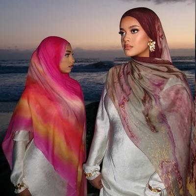 Modischer Batik-Baumwoll-Viskose-Modal-Hijab Muslimisches Kopftuch Damen-Schal Kopfbedeckungen Pashmina Stola Bufandas Malaysia Tudung Hijabs
