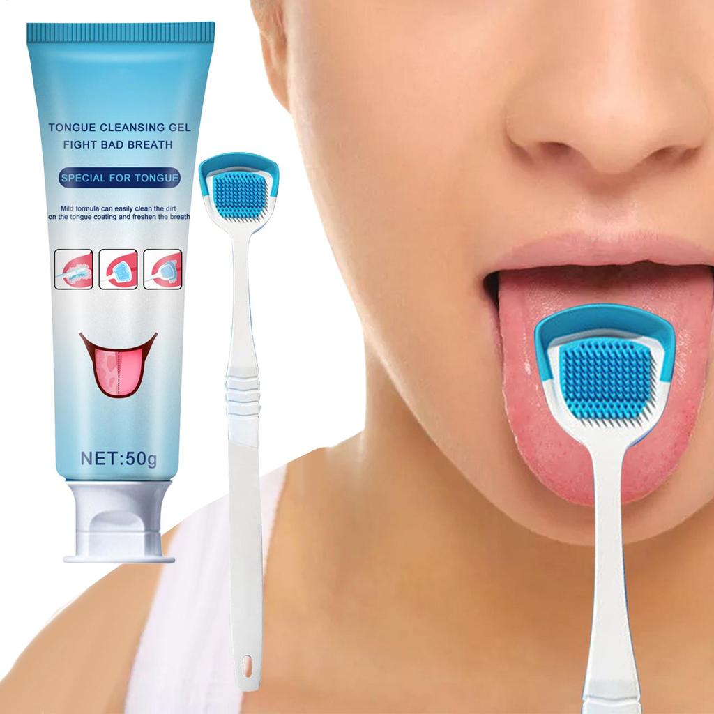 Tongue Scraper Brush Effective Tongue Cleaner Gel Orals Cleaner Set Mint Tongue Scraper & Scrubber Effective Mouth Odor