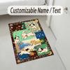 Dog Theme Crystal Velvet Rug Personalized Custom Name Text Soft Floor Mat Home Decor