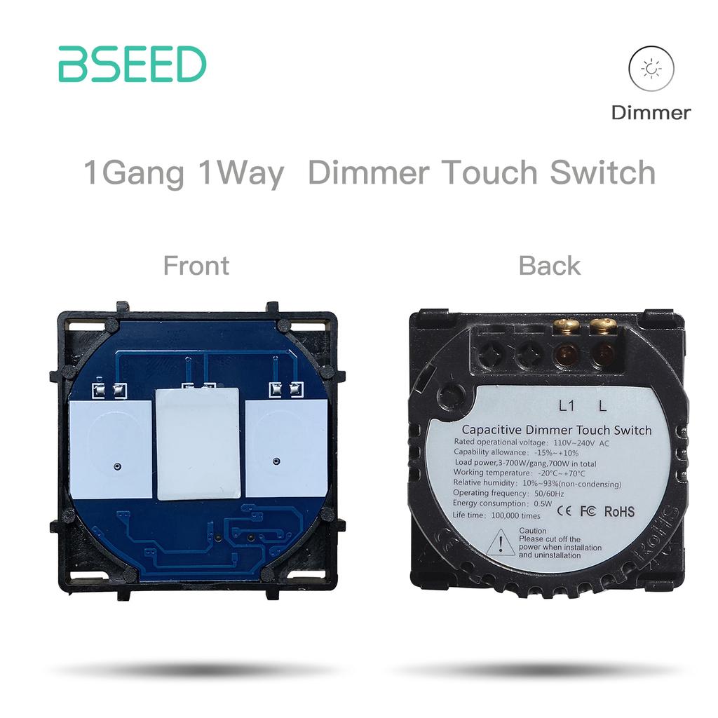 BSEED 1/2/3Gang Touch Light Switches Dimmers 1/2/3Way Function Parts Glass Front Panels EU Standard DIY Spare Parts Only Gray