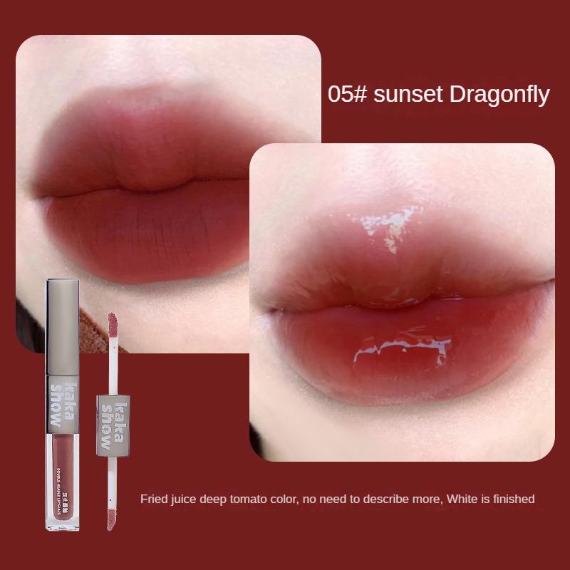 Double-ended Lip Glaze, Watery Velvet Matte Whitening Lipstick, Moisturizing Lip Mud Cosmetics