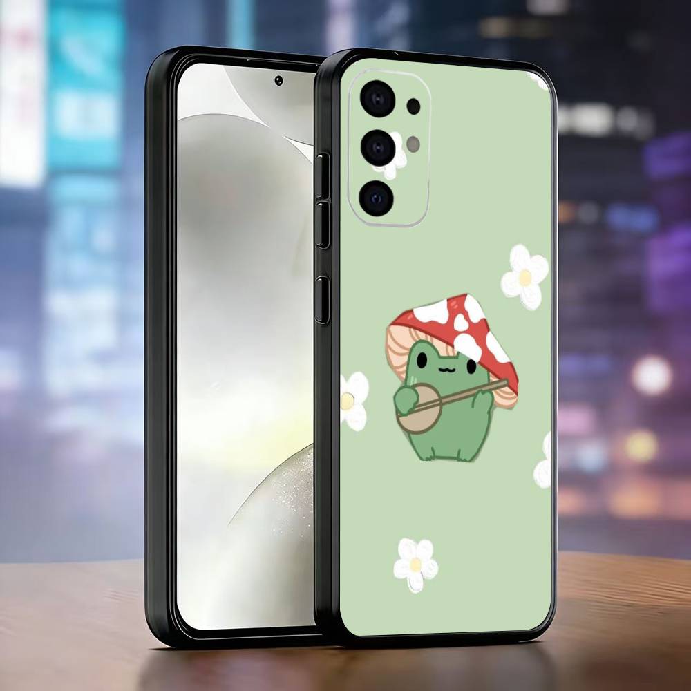 Herbst-Pilz-Frosch Handyhülle Für Samsung S25,S24,S21,S22,S23,S30,Ultra,S20,Plus,Fe,Lite,Note,10,Schwarze Hülle