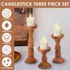 3 ks Dřevěný svícen Vintage Stojan na sloupové svíčky Farmhouse Stolní středový prvek pro domácí svatební party dekorace