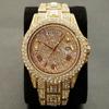 Fashion Iced Out Watch For Mens Luxury Date Week Gold Wristwatch Hip Hop Diamond Quartz Clocks