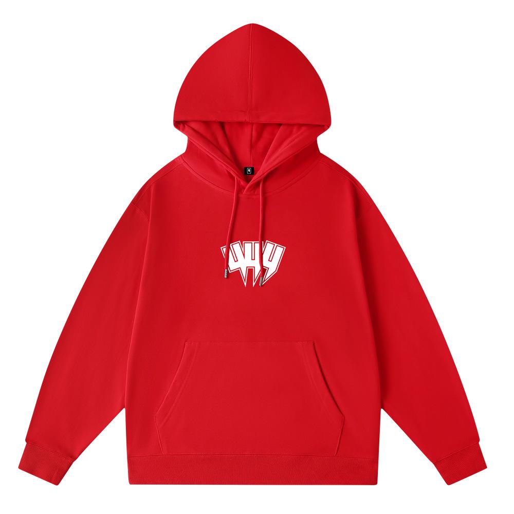 

Men s Trendy Loop Hooded Sweatshirt: European & American Style, Loose Fit, Letter Print, Autumn/Winter Jacket. M