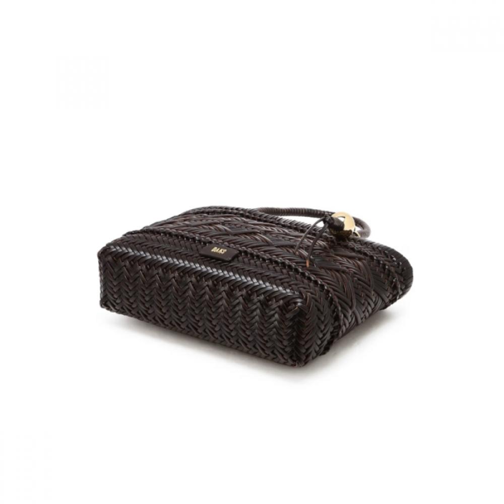 Daks Dark Brown Leather Mesh Tote Bag Dcba6e301w3