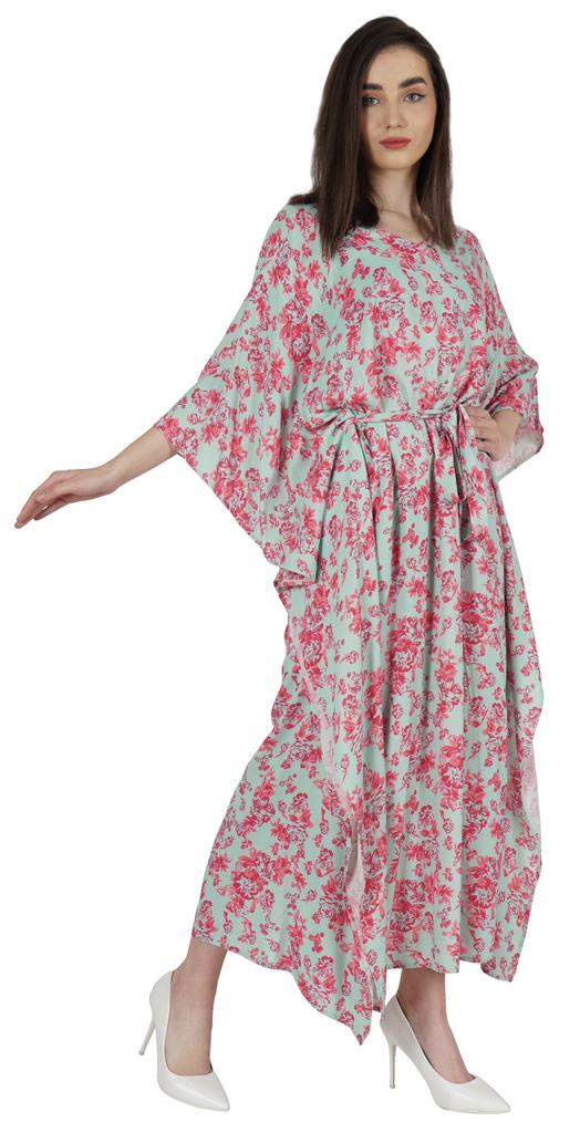 Moomaya Printed Sleep Loungewear For Women Kimono Sleeves Kaftan Resort Dress  Maternity