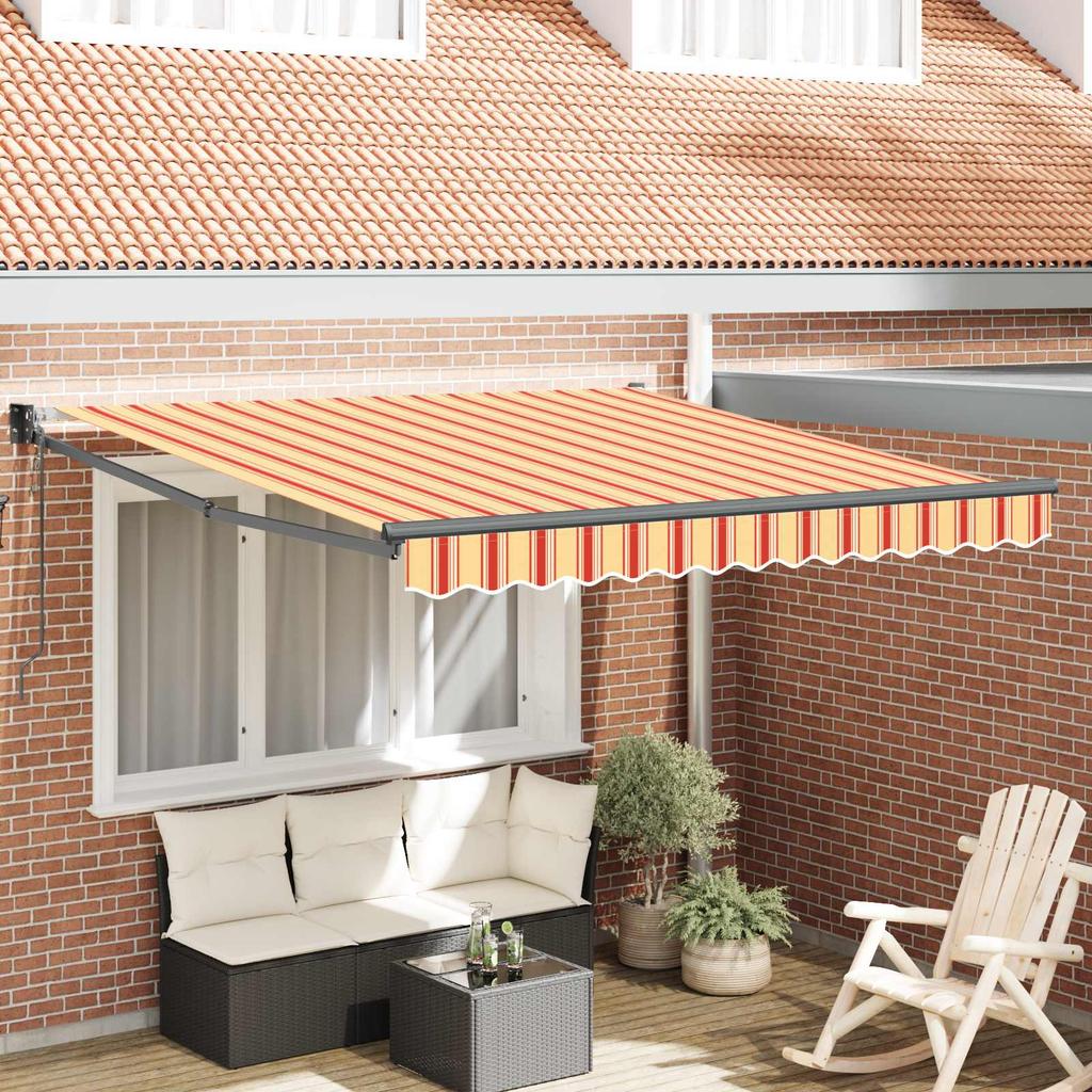 Retractable Awning Yellow and Orange 300 x 250 cm Polyester and Metal
