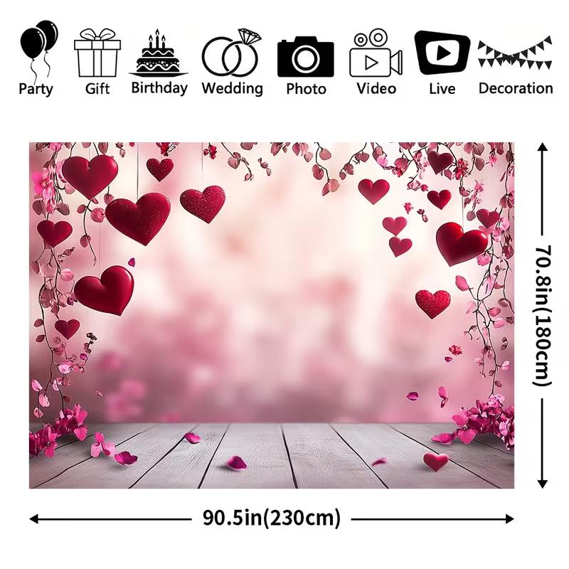 2D Valentines Day Red Heart Backdrop for Wedding Photoshoot