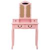 VidaXL Vanity Set with Stool Pink 80x69x141 Cm Paulownia