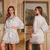 Pajamas Women's Satin Chiffon Spring and Summer Yaoting Light Luxury Seven-quarter Sleeve Cool Nightgown Bathrobe Women's Loungewear