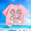 LABUBU New Round Neck Children's Short-sleeved, Multicolor LABUBU Expression Printed Girls' T-shirt,  Versatile Children's Tops