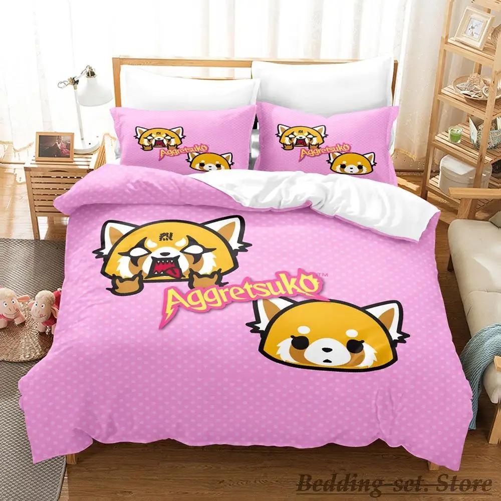 Aggretsuko Bedding Set Single Twin Full Queen King Size Bed Set Aldult Kid Bedroom Duvetcover Sets Anime Parure De Lit Bed