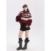Unisex Fair Isle Wool Cardigan: Spring & Autumn Casual Color Block, Loose Long Sleeve Sweater for Men & Women