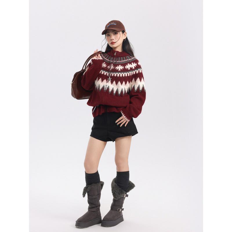 Unisex Fair Isle Wool Cardigan: Spring & Autumn Casual Color Block, Loose Long Sleeve Sweater for Men & Women