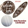 D Flat Floral Welcome Sign Rustic Round Aluminum Metal Wall Art for Home Garage Cafe Decor
