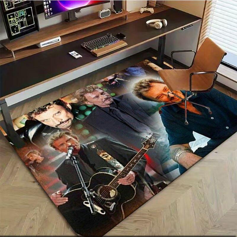 Johnny Hallyday Poster Collage - Music Legend Art PrintOffice Mat Perfect for Home Decor Office Desk Chair Rugs Chair Carpet for office Poly