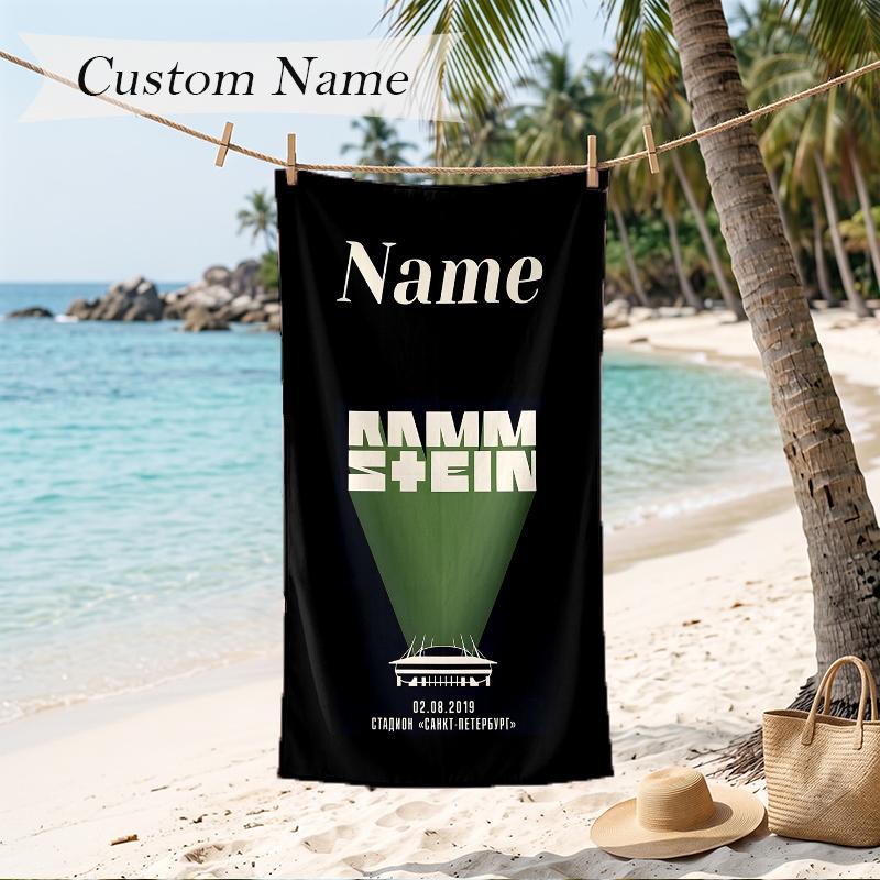 Rammstein Custom Name Printed Beach Towel Personalized Soft Towel For Swimming Beach Travel