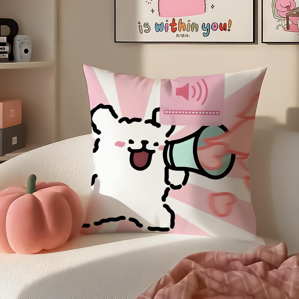 Cute Tiny Korean Character MMaltese Cushion Cover Pillowcase Short Plush Invisible Zipper Room Sofa Cushion Cover