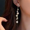 Cercei Dama Women's Asymmetric Multi-Bead Crystal Long Earrings Fashion Pearl Theme Gold Elegant Double Model EFAYN