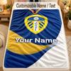 Flannel BlanketLeeds United Custom Name Text Personalized Soft Warm Throw Blanket Home Decor Gift