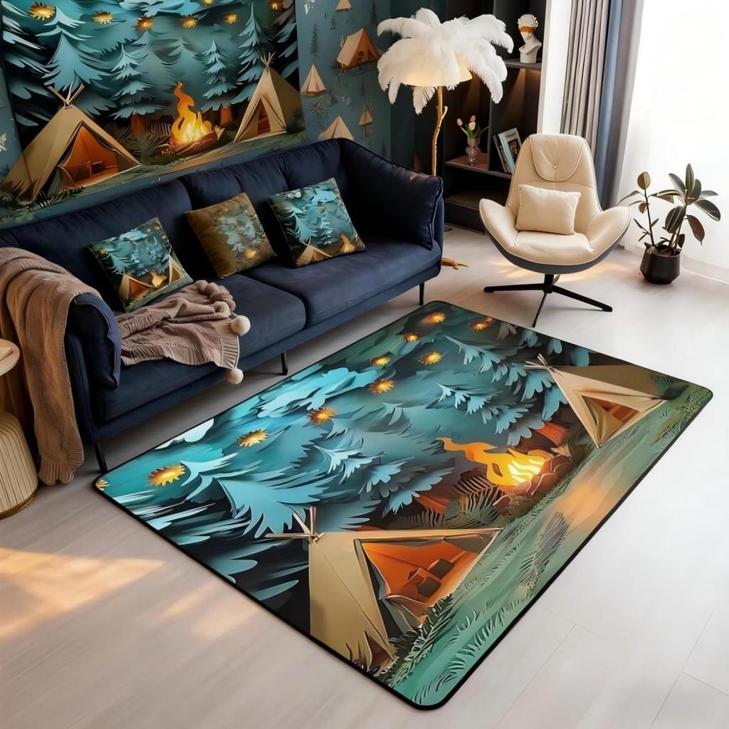 Black Floral Bat 5x7 Area Rug Halloween Bats Living Room Rug | Boho Flowers Rugs for Bedroom, Romantic Plant Gothic Carpet Indoor Floor Mat