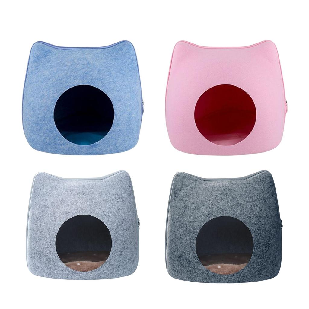 Felt Cat House Removable with Zipper Portable Indoor Outdoor Cat Tent Cats & Kittens Houses, Beds Tunnel for Cats or Small Dogs