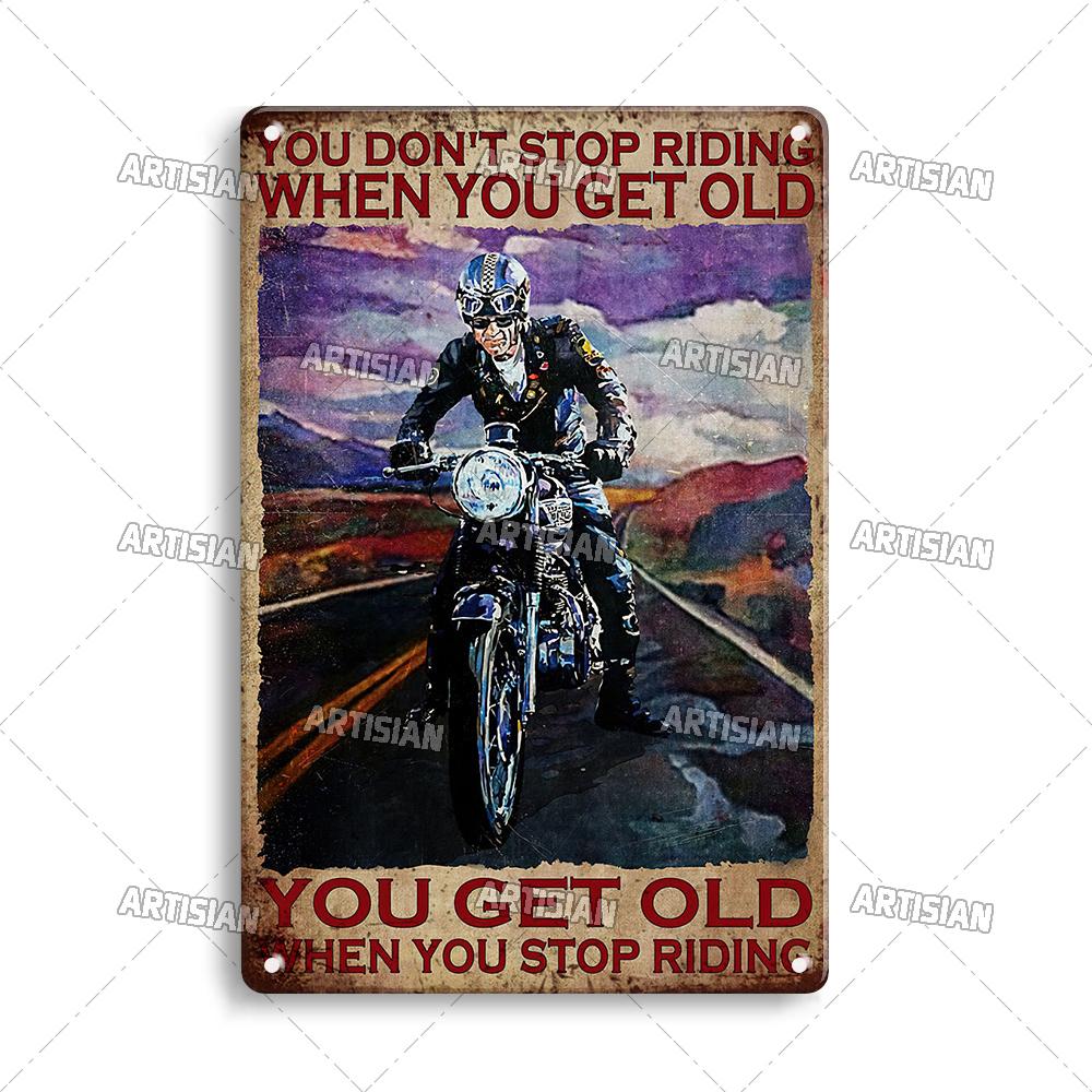Artisian Motorcycle Metal Poster Motorbike Tin Plaque Racing Riding Decorative Plate Wall Decor Garage Bar Pub Club Hotel Cafe