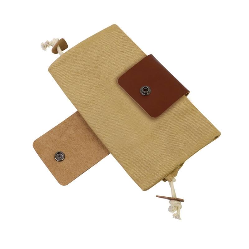 Storage Leather Canvas Bag Hiking Camping Portable Outdoor Survival Foraging Bag Fruit Picking Pouch Collapsible Pouch