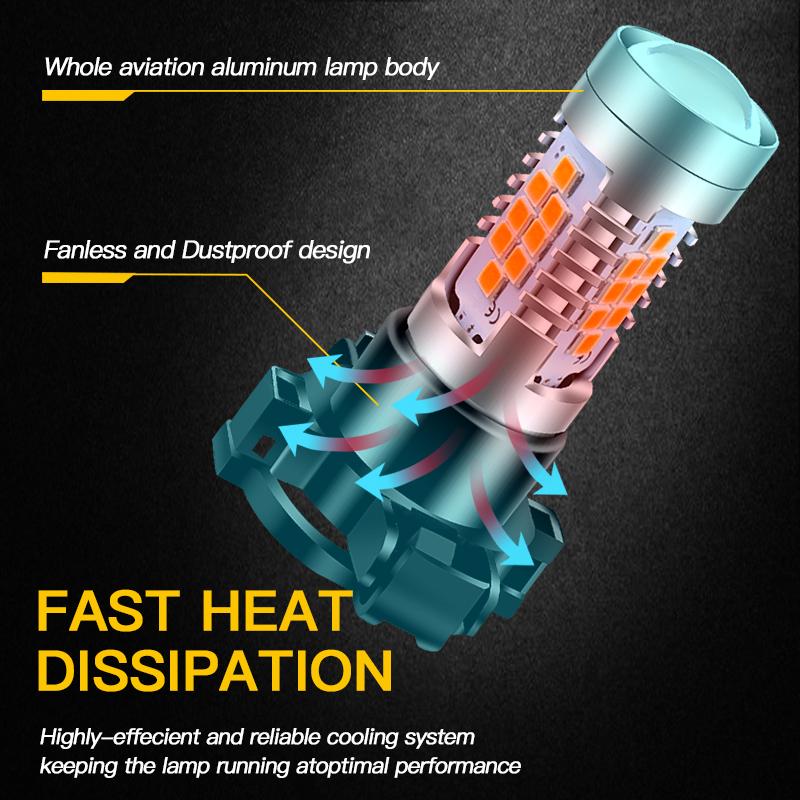 2PCS PY24W 5200 12190NA 12V Car LED Turn Signal Lights Error Free 6000K Daytime Running Lights Auto Headlight Bulbs Accessories Bulbs 7
