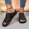 Wedge Heel Slippers Summer Rivet Shoes Sandals and Outerwear Slippers