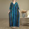 Long Sleeve Plus Size Cotton Vintage Stripe New In Dresses for Women Casual Loose Maxi Spring Autumn Dress