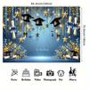 Graduation Background Banner - Golden Stars Bachelor's Hat and Flower Design with Deep Blue and Gold Accentszjm