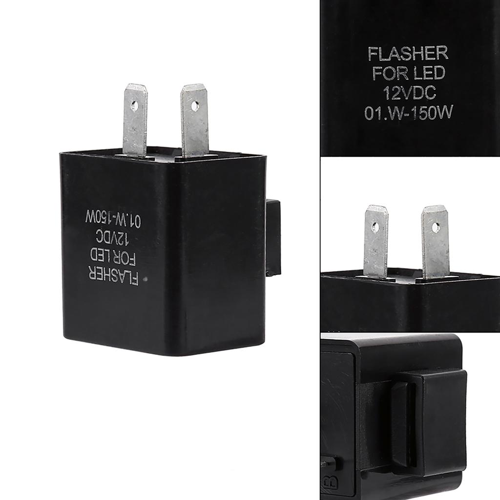 Black 12V 2 Pin Flasher Blinker Turn Signal Relay Motorcycle LED Indicator Light