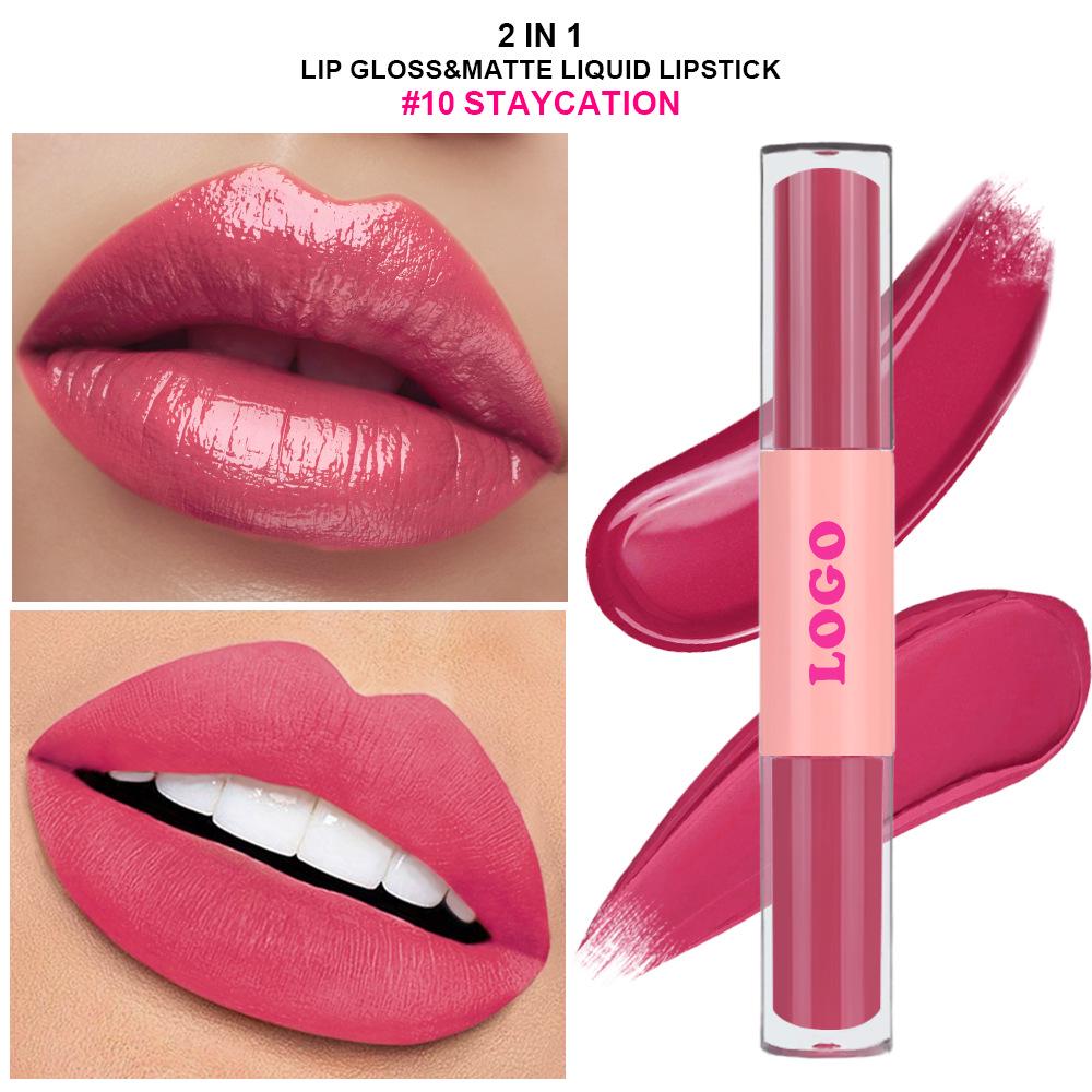 Long-lasting 2-in-1 Moisturizing Matte Liquid Lip Gloss