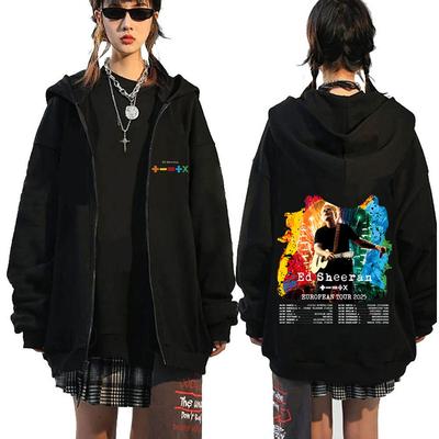 Ed Sheeran Europatour Reißverschluss Hoodie Herren Damen Lässige Übergroße Reißverschlussjacke Modetrend Reißverschluss Sweatshirt Fan Geschenk