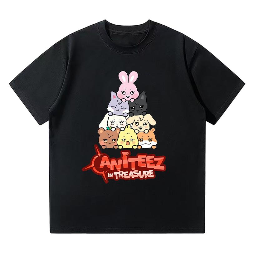 

Ateez In Terasure T Shirts Korean Fashion T-shirt Women Casual Short Sleeves Adorable Fans Gift Tee High Quality Top Unisex XL чорний