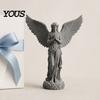 Healing Angel Sculpture 3D Printed Praying Figurine, Retro Guardian Angle Statue, Winged Women Decoration Artistic for Home Office, Housewarming Gift