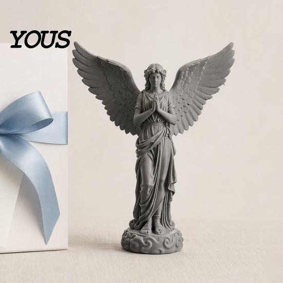 Healing Angel Sculpture 3D Printed Praying Figurine, Retro Guardian Angle Statue, Winged Women Decoration Artistic for Home Office, Housewarming Gift