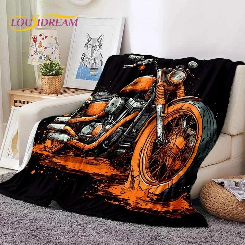 Motocross Modern retro Motorcycle Soft Flannel Blanket for Bed Bedroom Sofa Picnic,Throw Blanket for Cover Outdoors Leisure Gift