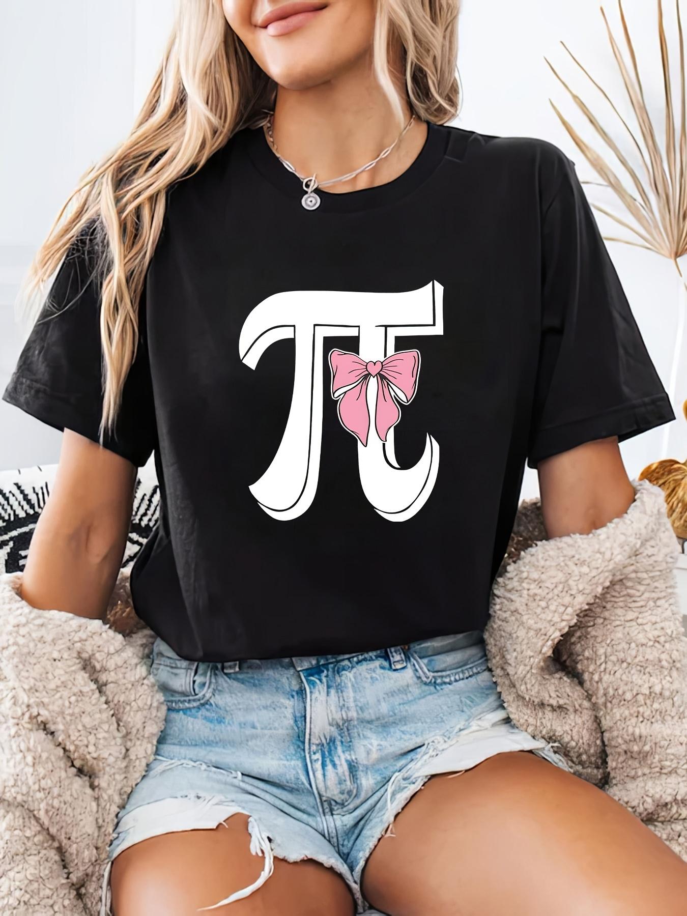 

WomenS Casual Crew Neck TShirt with Symbol Pink Bow Graphic Summer Sleeved Harajuku Streetwear Tops Tees Aesthetic Clothes S