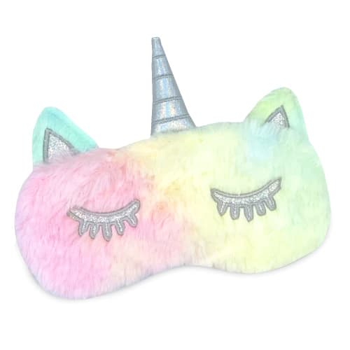 Helllabow Rainbow Eye Mask, Cute Unicorn Character, Colorful Fluffy Animal Sleep Mask for Kids, Soft Plush Toy for Restful Sleep, Nap Time, Lightweigh