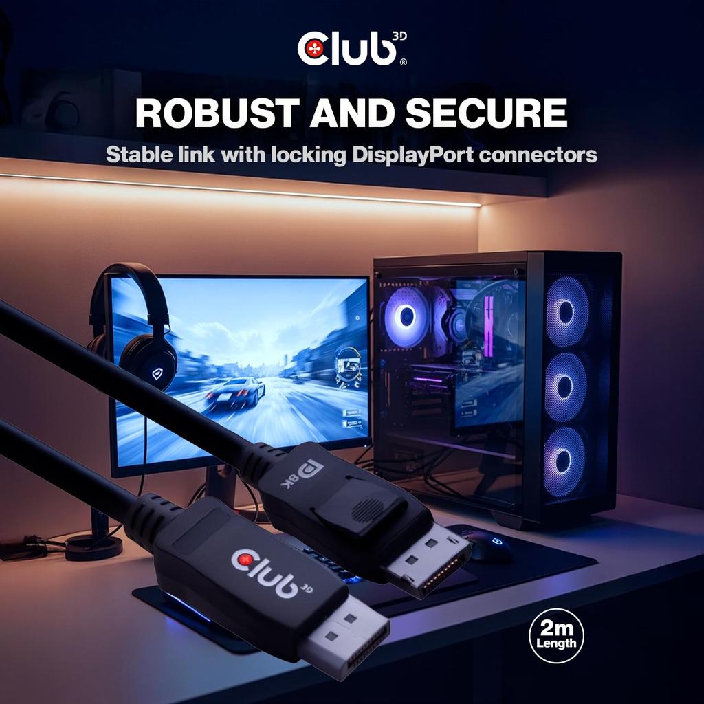 Club3D DisplayPort 1.4 HBR3 8K 60Hz Male/Male 2m 28AWG Display VESA Certified Cable (CAC-2068)