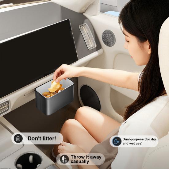 Auto-Mülleimer für Fahrzeuginnenraum Multifunktionale Organizer-Box für Beifahrersitz Aufbewahrungstasche für Auto-Taschentücher Müll