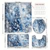 4Pcs Bathroom Shower Curtain Set Christmas Tree Snowflake Print Bathroom Curtain With 12 Hooks Non Slip Rugs Toilet Cover Mat Bathroom Partition