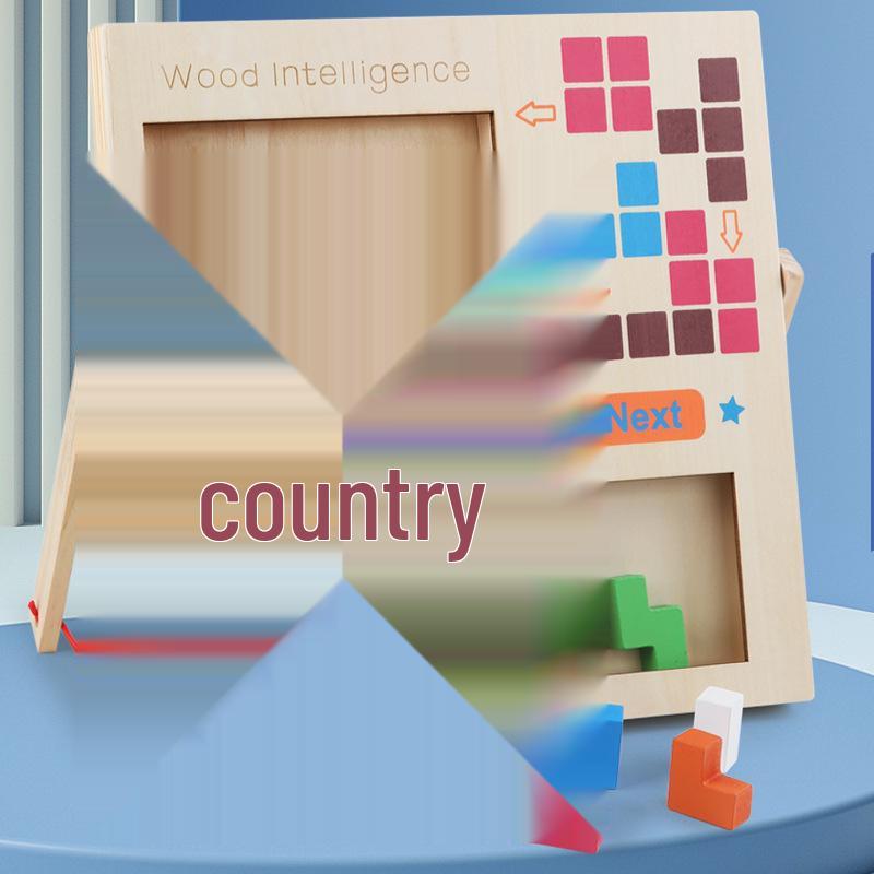 

3D Tetris Double Player Educational Wooden Block Game for Kids