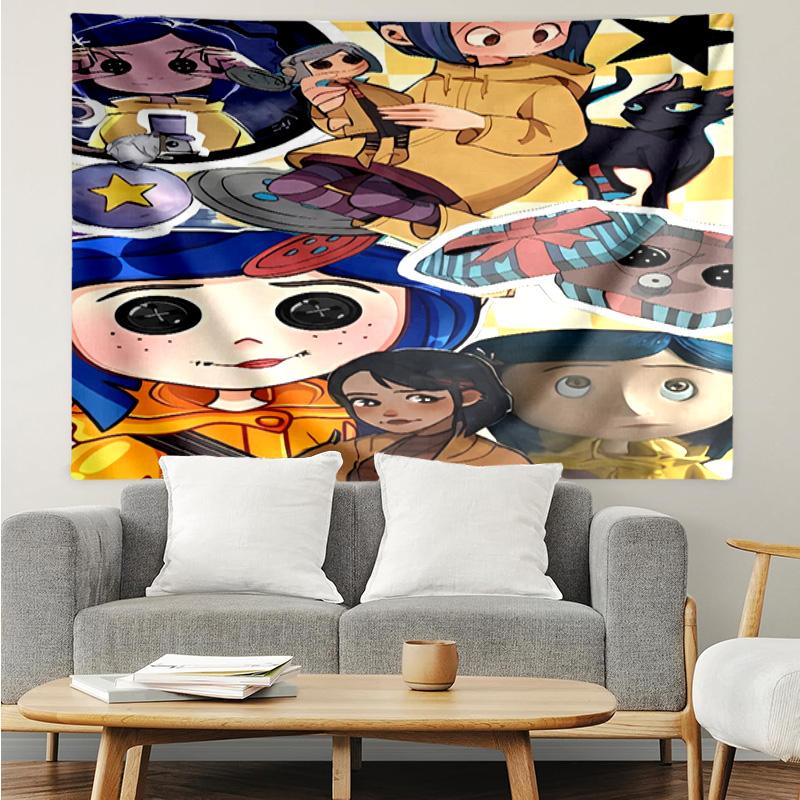 Coraline Tapestry for Bedroom Aesthetic Classroom Tapestries Wall Hanging for Living Room Dorm Office,Ideal Creative Gift