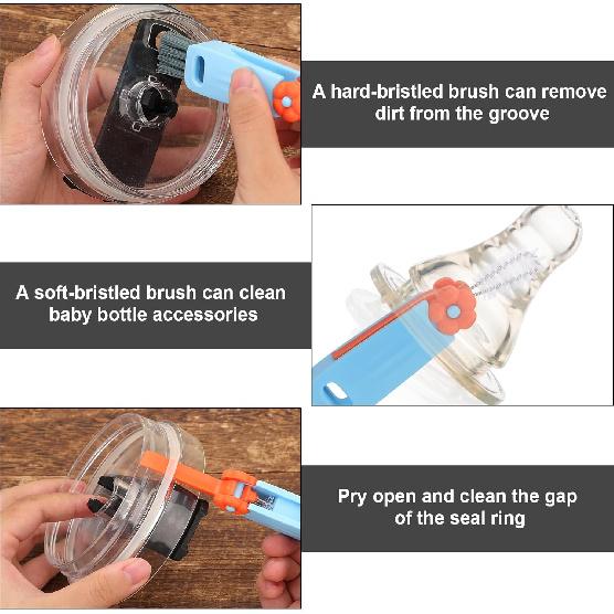 Cleaner Brush Set, 9.45 Inch Silicone Straw Brush with Cup Lid Brush Reusable Water Bottle Straw Cleaner Pipe Cleaners Crevice Brush Kitchen Cleaning