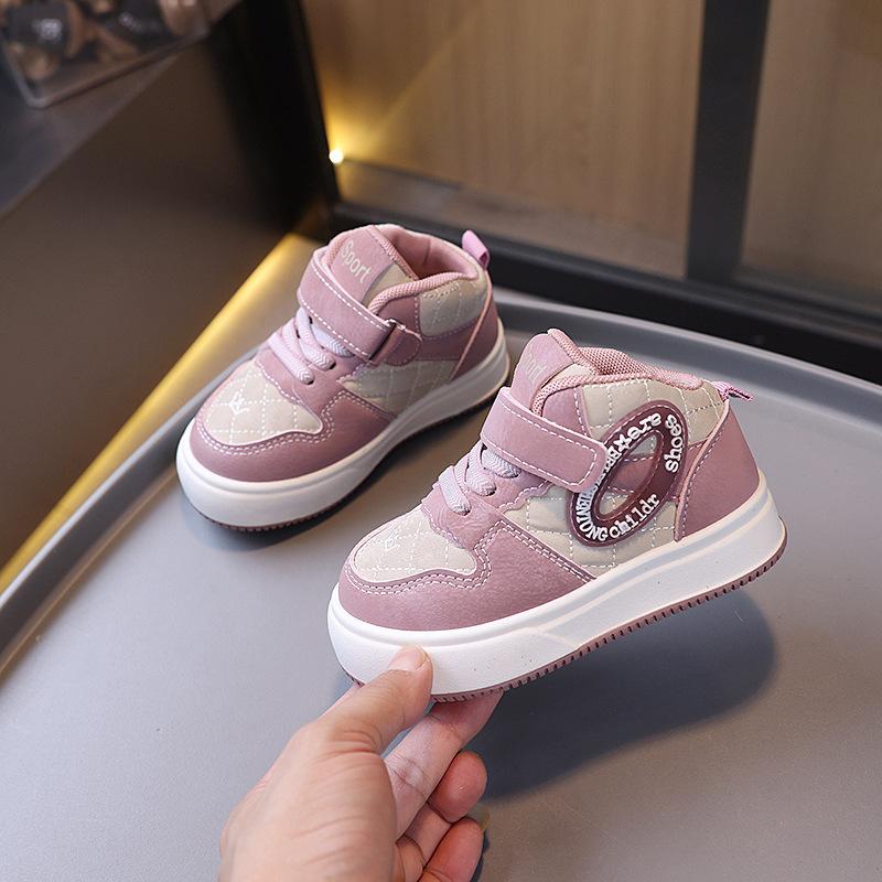 Children's sports shoes 2025 spring and autumn new boys high-top casual shoes children's college wind board shoes baby girl shoes